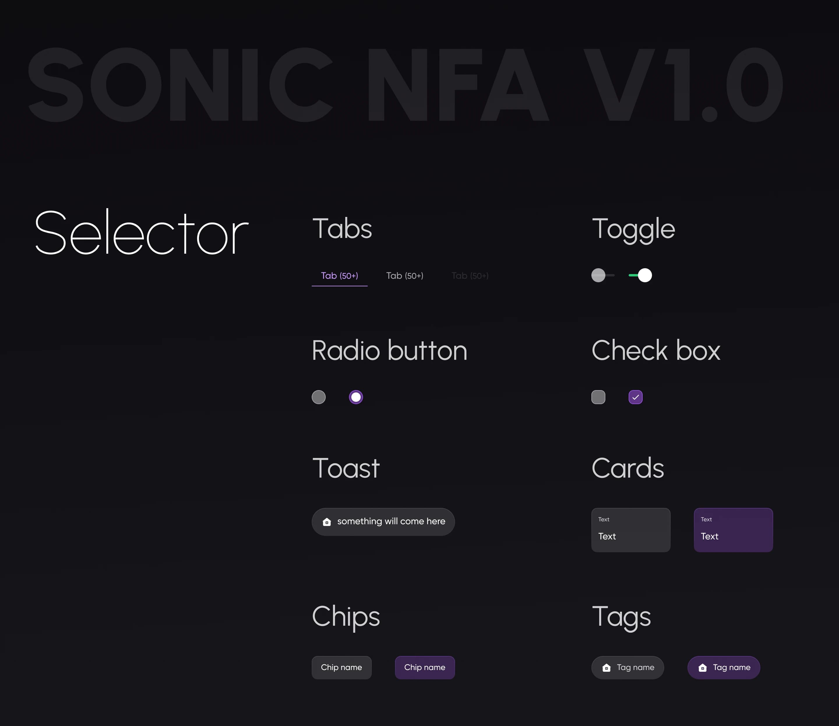 NoiseFit UI guideline: selectors