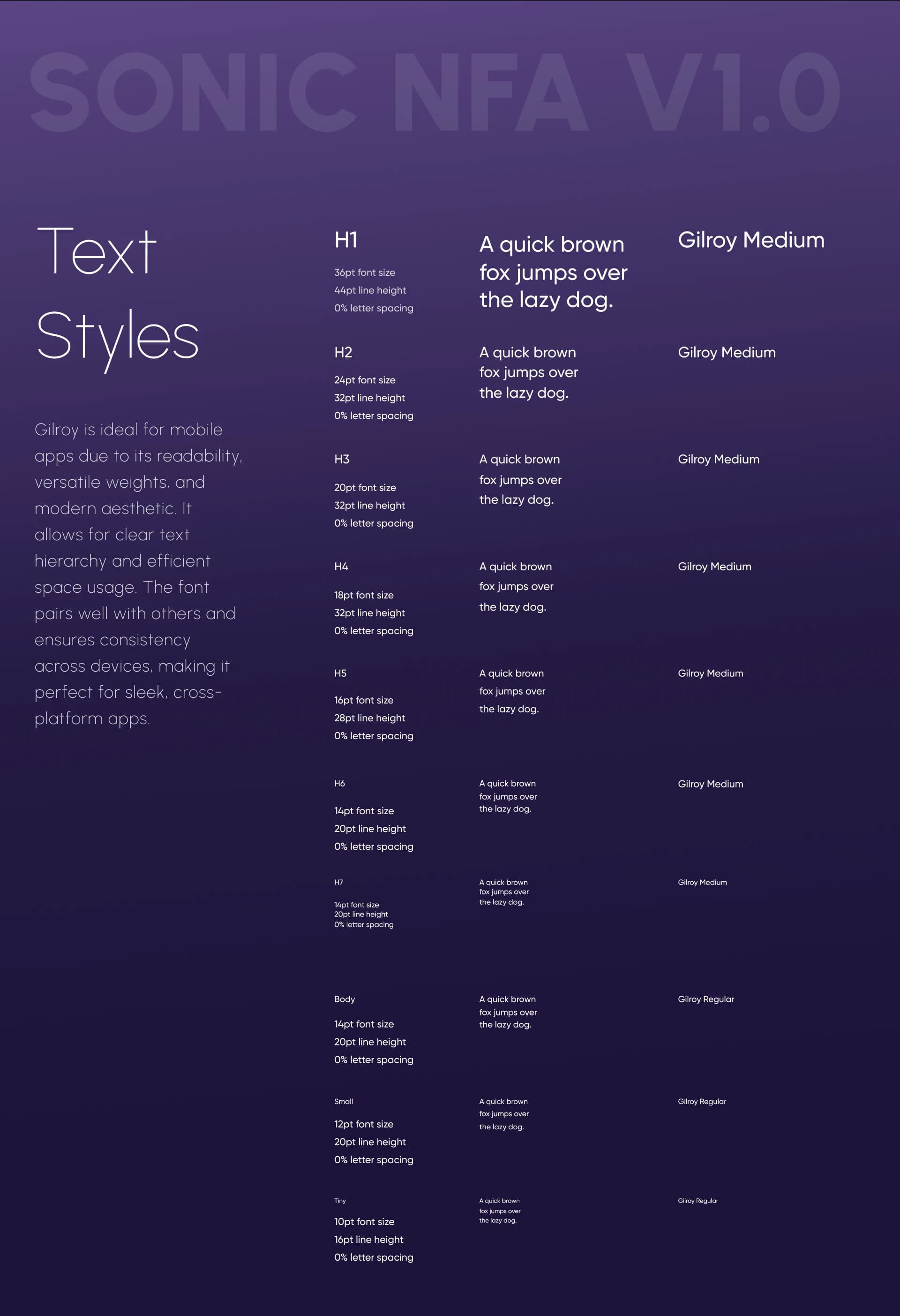 NoiseFit UI guideline: text styles
