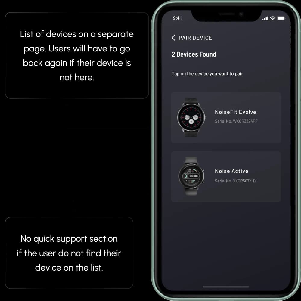Audit board 4: Found devices live on a separate page. If yours isn't there, you go back and start over, with no quick support path.